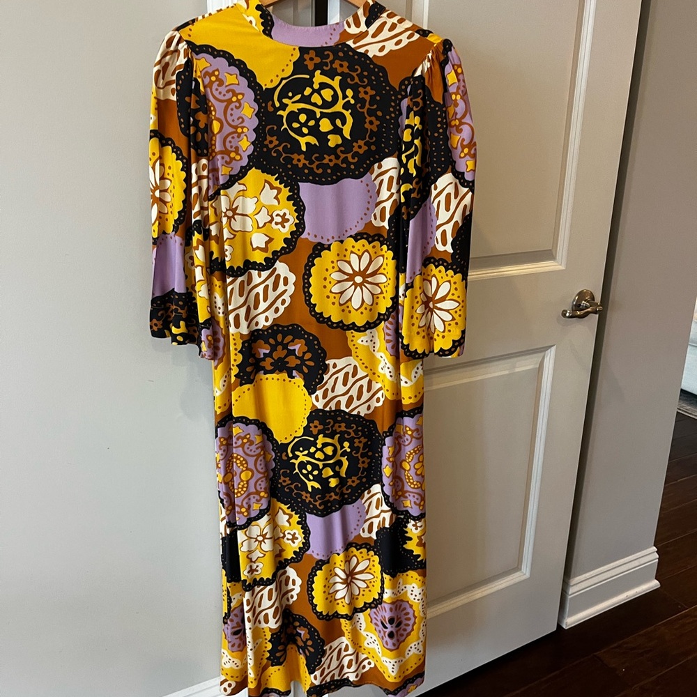 Anthropologie Floral Patterned Dress in Yellow and Purple